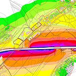Schalltechnischen Berechnungen, Kartengrundlage: Hessische Verwaltung für Bodenmanagement und Geoinformation