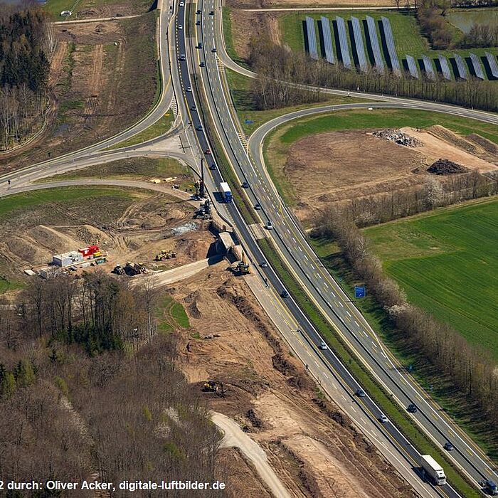 AS Schnelldorf - Die Autobahn GmbH des Bundes Niederlassung Nordbayern, Aufnahme vom 04/2022 durch: Oliver Acker, digitale-luftbilder.de