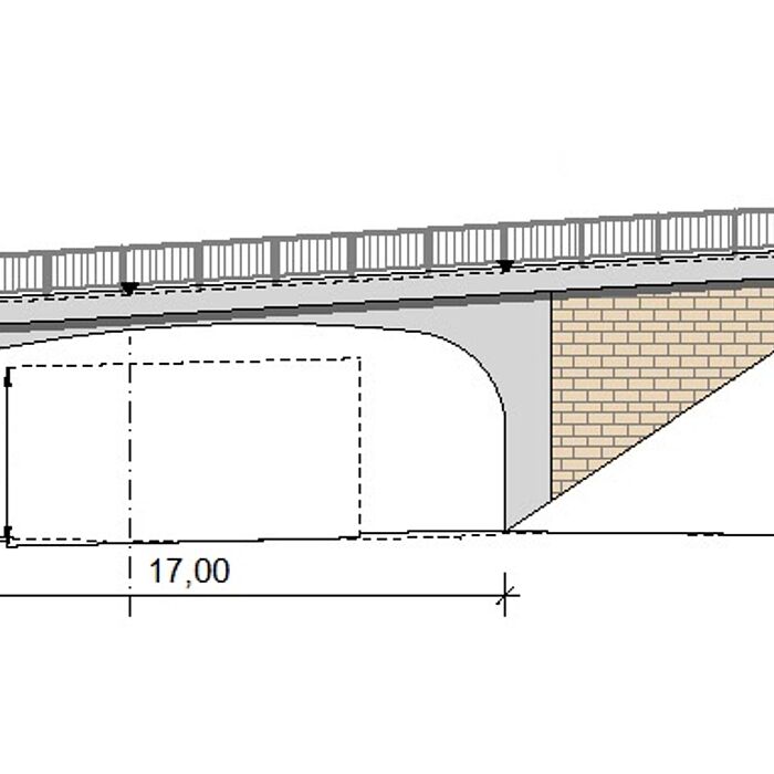 einfache Bauwerksskizze des geplanten Brückenbauwerks