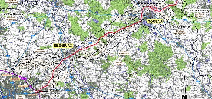 Übersichtsplan mit Untersuchungsraum, Kartengrundlage Geobasisdaten: © Staatsbetrieb Geobasisinformation und Vermessung Sachsen 2018